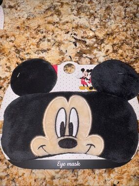 Disney Mickey Mouse Plush Eye Mask - Black & Beige